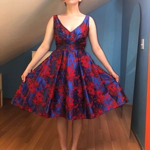 Red And Blue Floral Dress Size 6